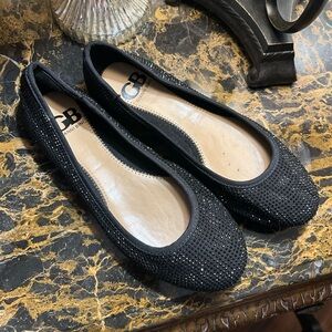 Gianni Bini Girls Black Rhinestone Ballet Slipper Shoe